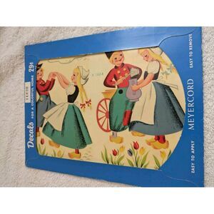 Vintage NOS Meyercord Decals Holland‎ Dutch People With Wooden Shoes